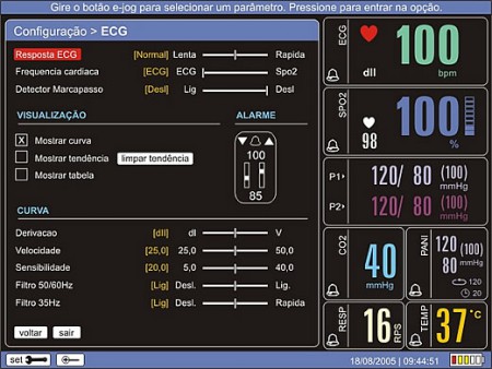 Através de um único botão e-jog , é possivel acessar todos os parâmetros de configuração, enquanto os valores da monitoração continuam presentes na tela.